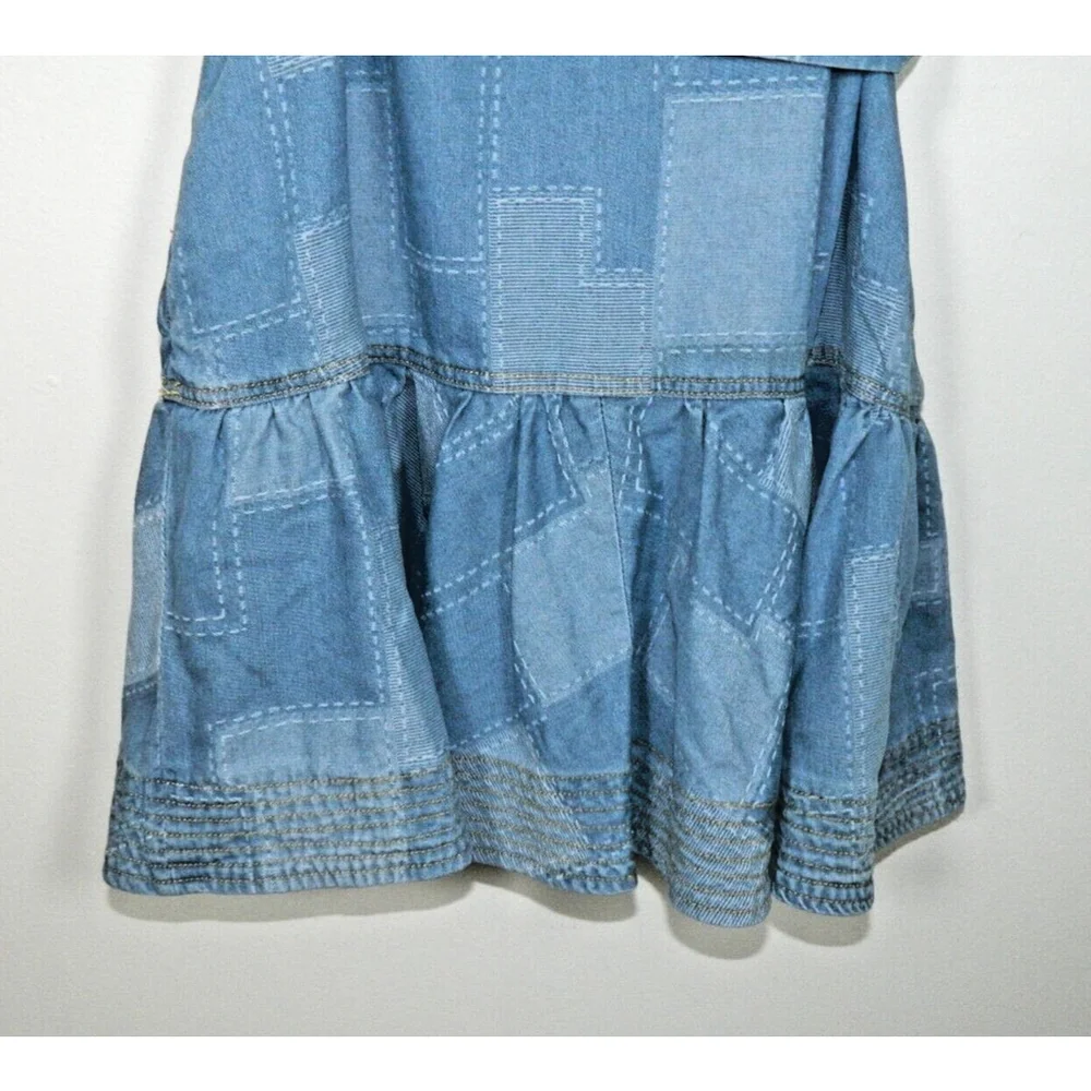 Ciebon Dress Large‎ Blue Elly Patchwork Denim Mini Shirtdress Belted - Picture 9 of 13